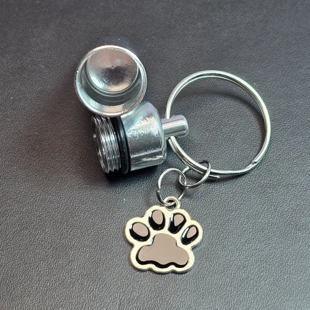 Aluminum Pet‎ Ashes Cylinder Keychain With Paw Charm (NWOT)